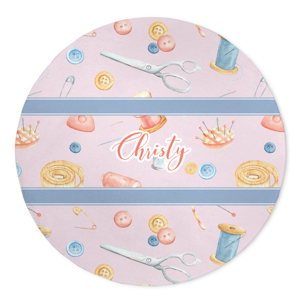 Custom Sewing Time 5' Round Indoor Area Rug (Personalized)