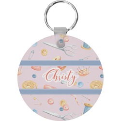 Sewing Time Round Plastic Keychain (Personalized)