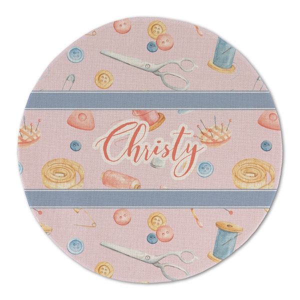 Sewing Time Round Linen Placemats - FRONT (Double Sided)