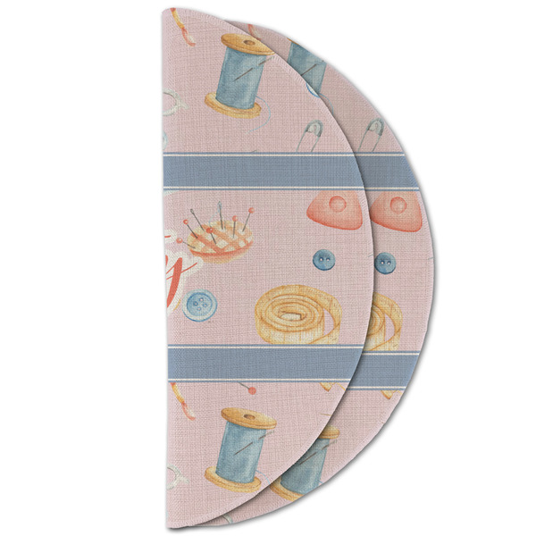 Sewing Time Round Linen Placemats - HALF FOLDED (double sided)