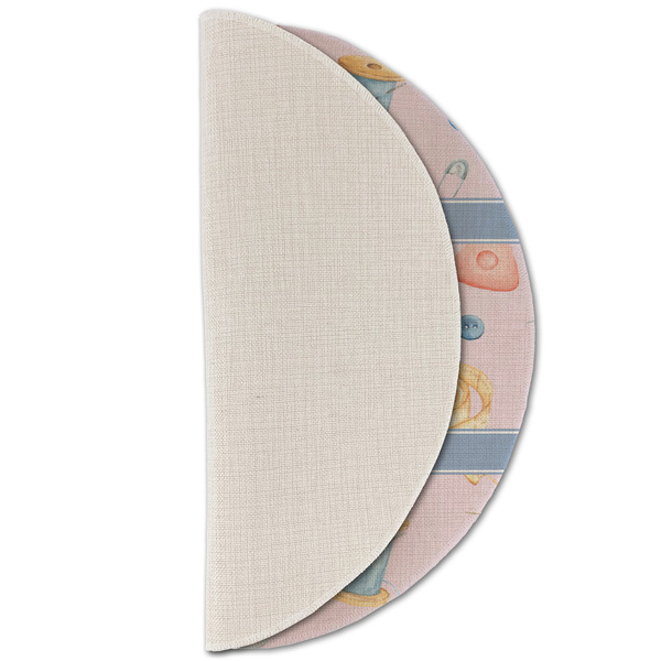 Sewing Time Round Linen Placemats - HALF FOLDED (single sided)