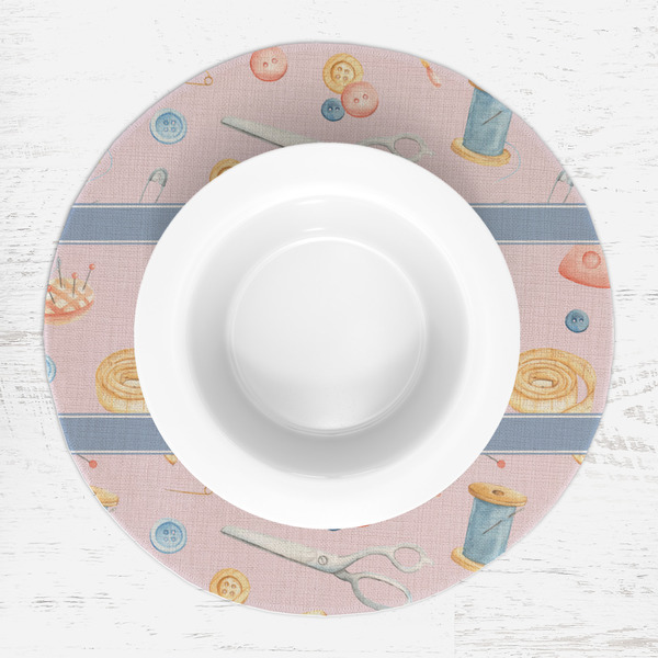 Sewing Time Round Linen Placemats - LIFESTYLE (single)