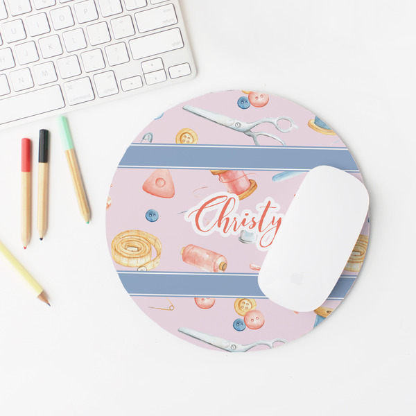 Sewing Time Round Mousepad - LIFESTYLE 2