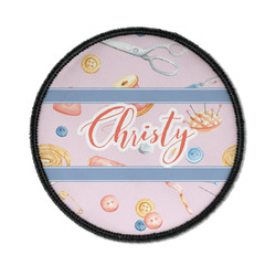 Sewing Time Iron On Round Patch w/ Name or Text