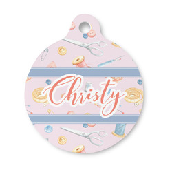 Sewing Time Round Pet ID Tag - Small (Personalized)