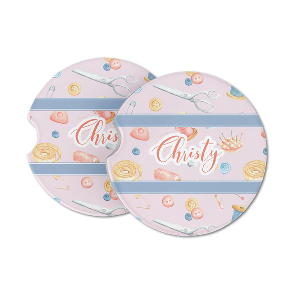 Custom Sewing Time Sandstone Car Coasters (Personalized)