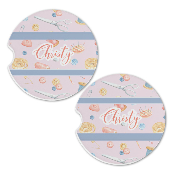 Sewing Time Sandstone Car Coasters - Set of 2