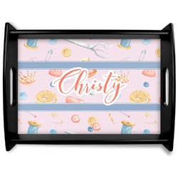 Sewing Time Black Wooden Tray - Large (Personalized)