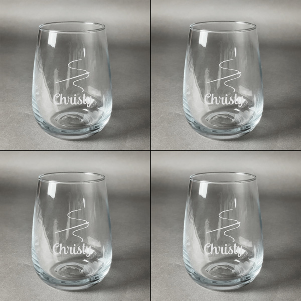 Sewing Time Set of Four Personalized Stemless Wineglasses (Approval)