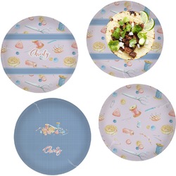 Sewing Time Set of 4 Glass Lunch / Dinner Plate 10" (Personalized)