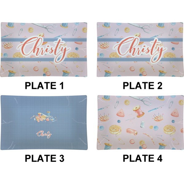 Sewing Time Set of Rectangular Dinner Plates (Approval)