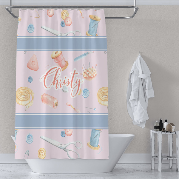 Sewing Time Shower Curtain Lifestyle