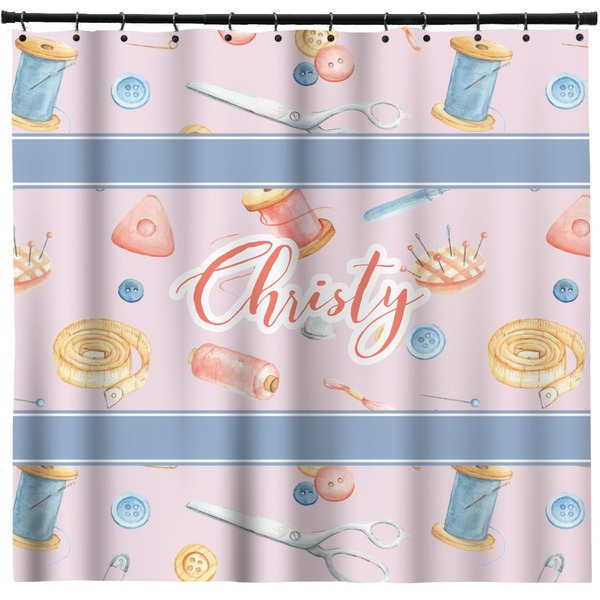 Custom Sewing Time Shower Curtain - 71" x 74" (Personalized)