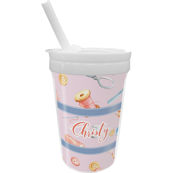 Custom Sewing Time Sippy Cup with Straw (Personalized)