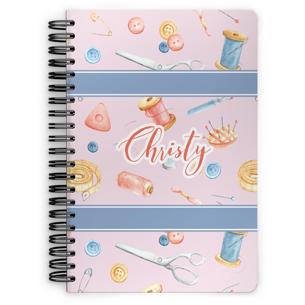 Custom Sewing Time Spiral Notebook - 7x10 w/ Name or Text