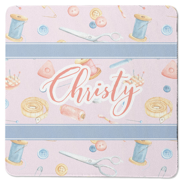 Sewing Time Square Coaster Rubber Back - Single