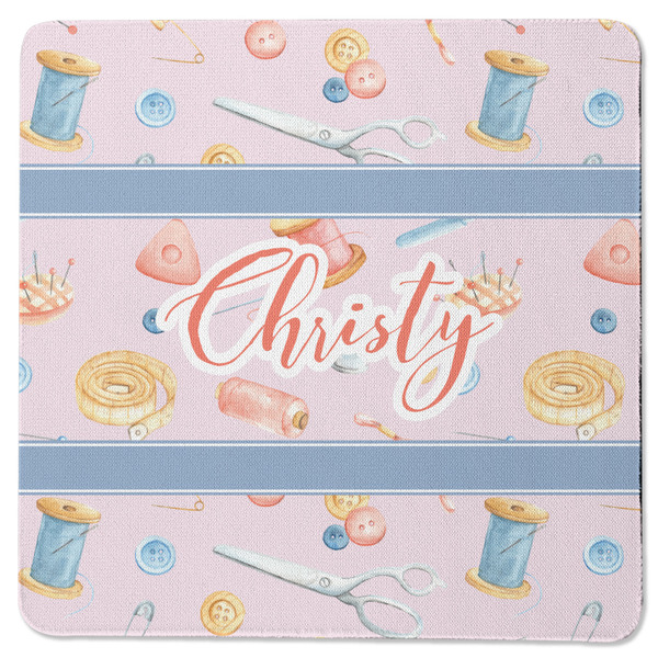 Sewing Time Square Coaster Rubber Back - Single