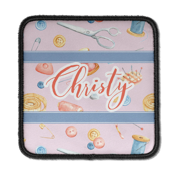 Custom Sewing Time Iron On Square Patch w/ Name or Text