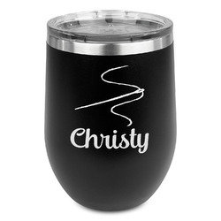 Sewing Time Stemless Stainless Steel Wine Tumbler - Black - Double Sided (Personalized)