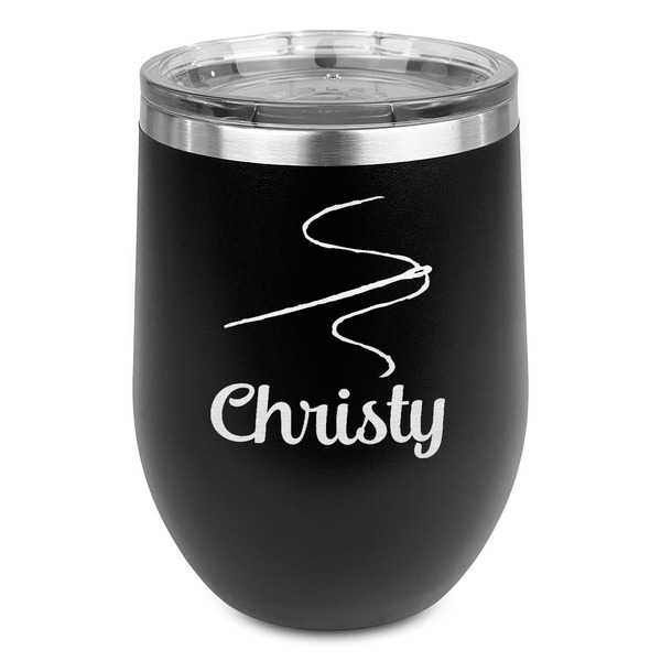 Custom Sewing Time Stemless Stainless Steel Wine Tumbler - Black - Double Sided (Personalized)