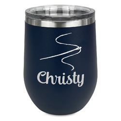 Sewing Time Stemless Stainless Steel Wine Tumbler - Navy - Single Sided (Personalized)
