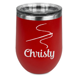 Sewing Time Stemless Stainless Steel Wine Tumbler - Red - Single Sided (Personalized)
