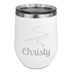 Sewing Time Stemless Stainless Steel Wine Tumbler - White - Single Sided (Personalized)