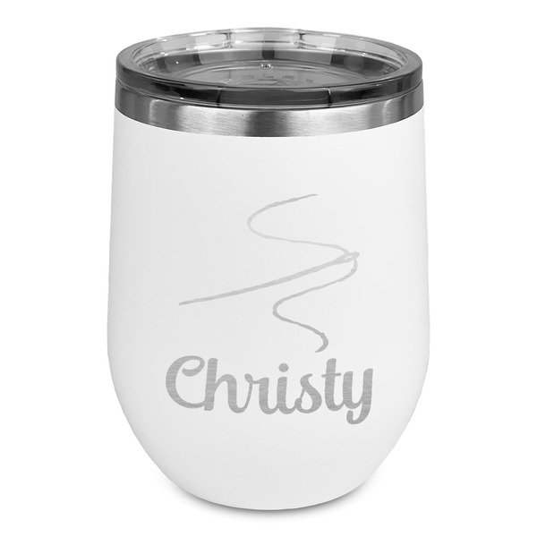 Custom Sewing Time Stemless Stainless Steel Wine Tumbler - White - Single Sided (Personalized)