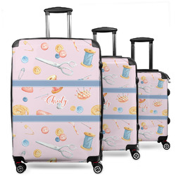 Sewing Time 3 Piece Luggage Set - 20" Carry On, 24" Medium Checked, 28" Large Checked (Personalized)
