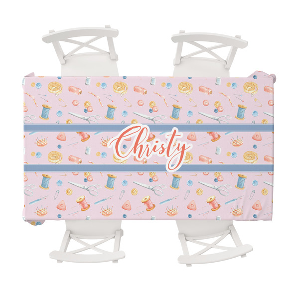 Custom Sewing Time Tablecloth - 58"x102" (Personalized)