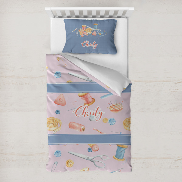 Custom Sewing Time Toddler Bedding Set - With Pillowcase (Personalized)