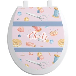 Sewing Time Toilet Seat Decal - Round (Personalized)