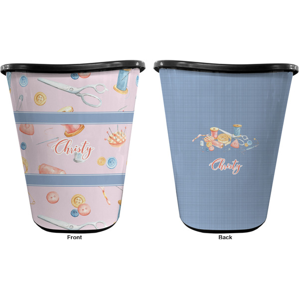 Sewing Time Trash Can Black - Front and Back - Apvl