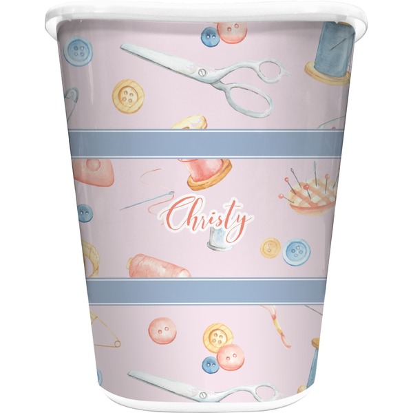 Custom Sewing Time Waste Basket - Double Sided (White) (Personalized)