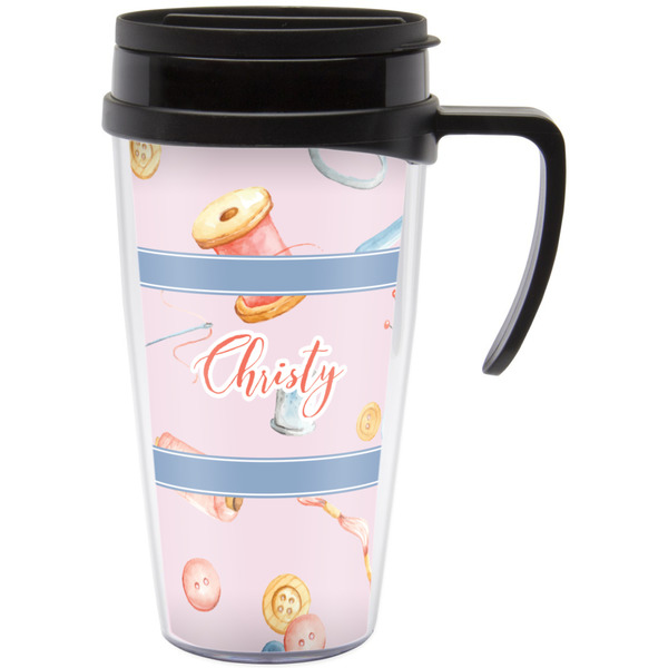 Custom Sewing Time Acrylic Travel Mug with Handle (Personalized)