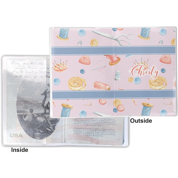 Sewing Time Vinyl Passport Holder - Flat Front and Back