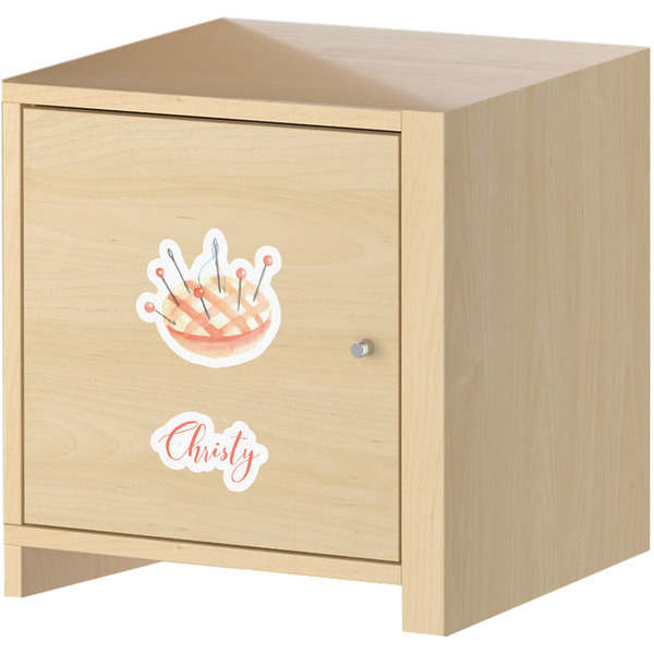 Sewing Time Wall Graphic on Wooden Cabinet