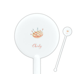 Sewing Time 5.5" Round Plastic Stir Sticks - White - Single Sided (Personalized)
