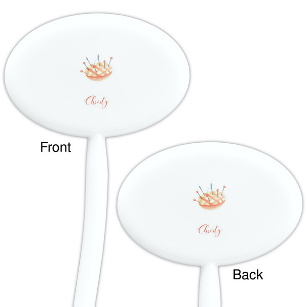 Sewing Time White Plastic 7" Stir Stick - Double Sided - Oval - Front & Back
