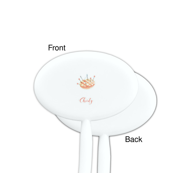 Sewing Time White Plastic 7" Stir Stick - Single Sided - Oval - Front & Back