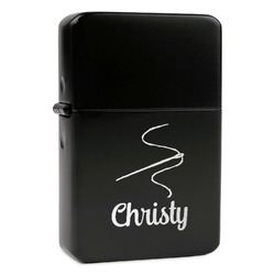 Sewing Time Windproof Lighter - Black - Double Sided & Lid Engraved (Personalized)