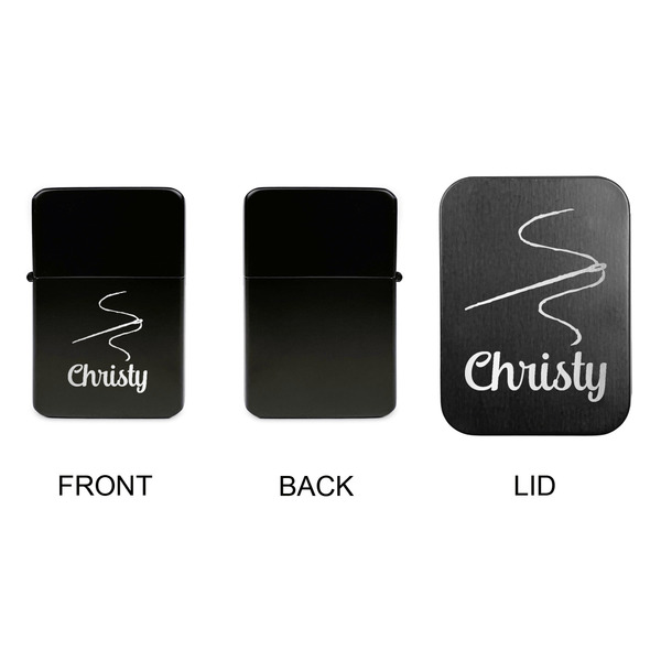 Sewing Time Windproof Lighters - Black, Single Sided, w Lid - APPROVAL