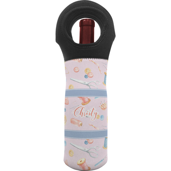 Custom Sewing Time Wine Tote Bag (Personalized)