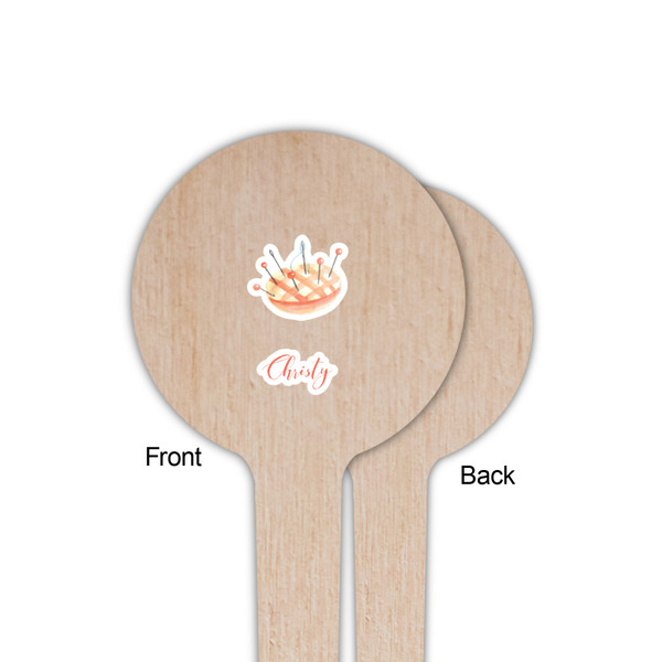Sewing Time Wooden 4" Food Pick - Round - Single Sided - Front & Back