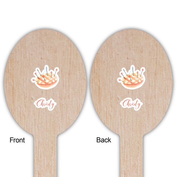Sewing Time Wooden Food Pick - Oval - Double Sided - Front & Back