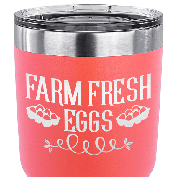 Farm Quotes 30 oz Stainless Steel Ringneck Tumbler - Coral - CLOSE UP