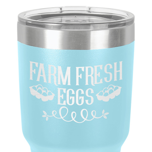 Farm Quotes 30 oz Stainless Steel Ringneck Tumbler - Teal - Close Up
