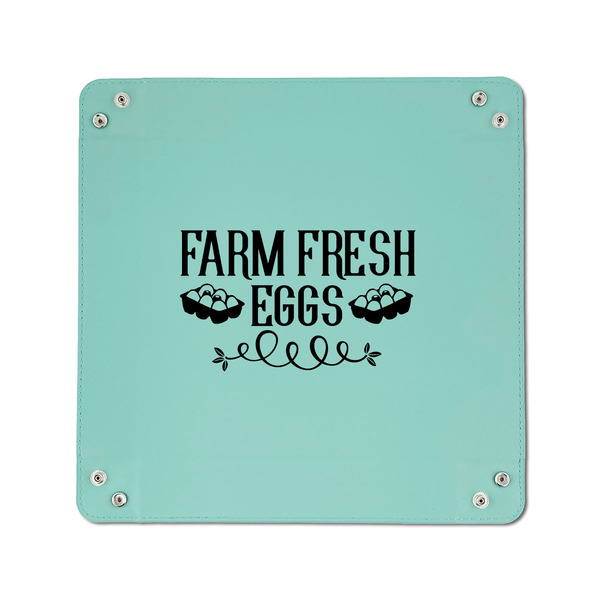 Farm Quotes 6" x 6" Teal Leatherette Snap Up Tray - APPROVAL