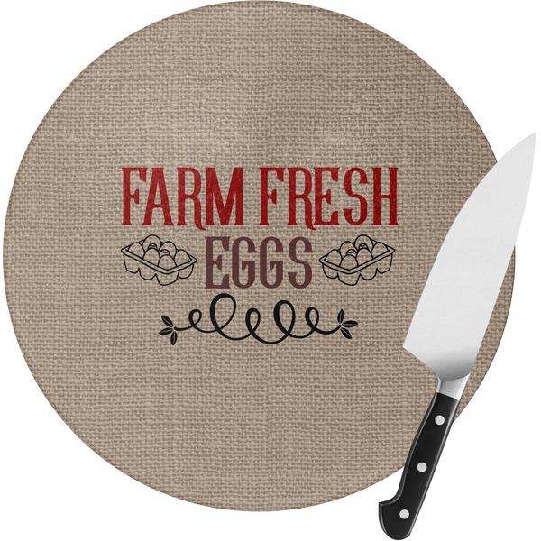 Custom Farm Quotes Round Glass Cutting Board - Small