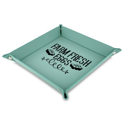Farm Quotes 9" x 9" Teal Faux Leather Valet Tray